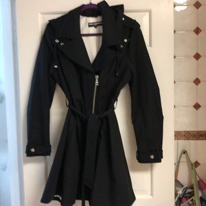 Black trench coat by Karl Lagerfeld with hood.